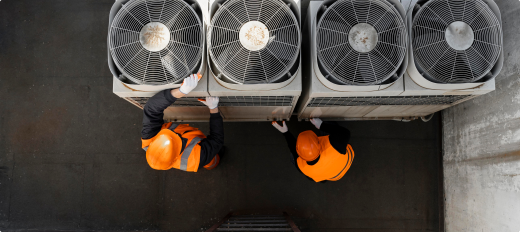 Air Conditioning Replacement Workers in a commercial setting.